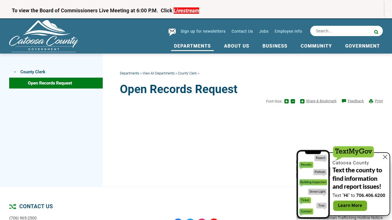 Open Records Request | Catoosa County, GA